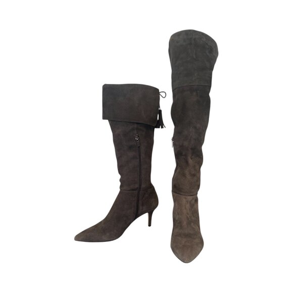 Lord & Taylor Grey Thigh High Suede Boots Size 8 - Picture 4 of 6